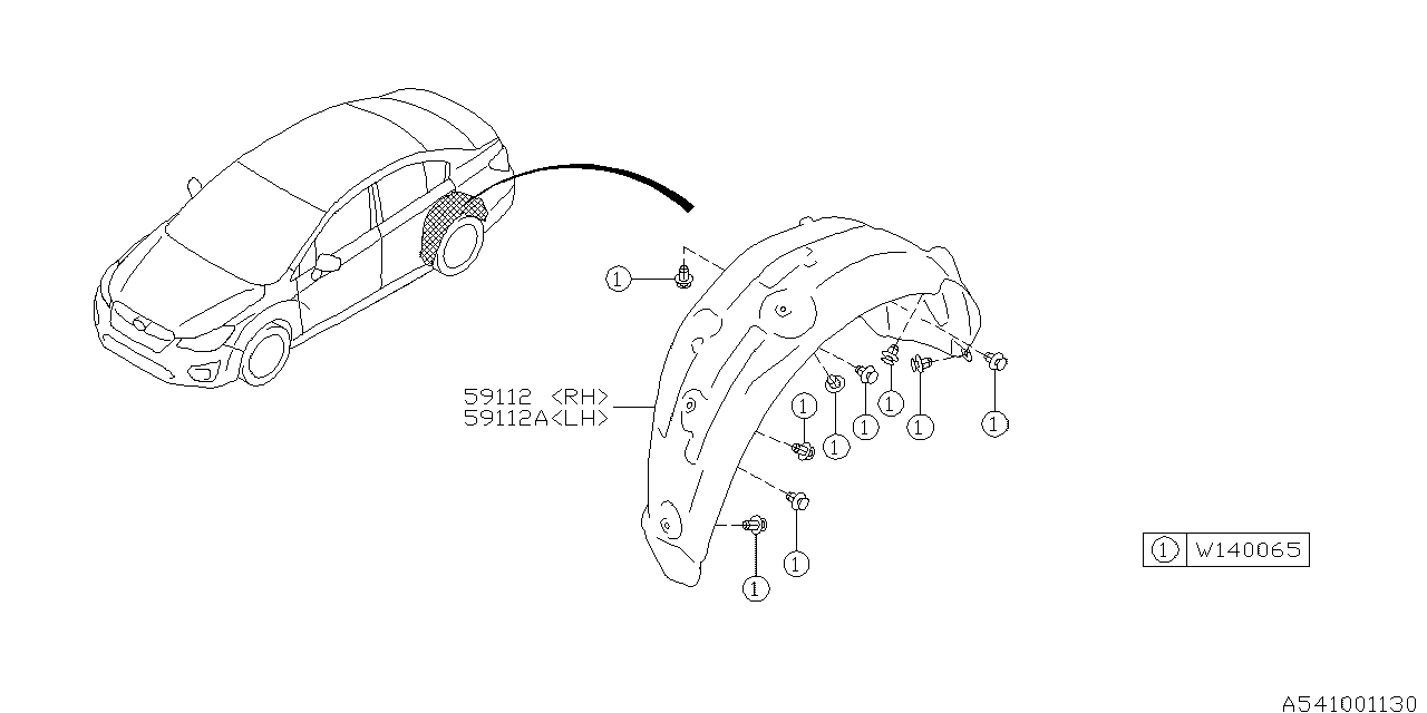 Diagram MUDGUARD for your Subaru