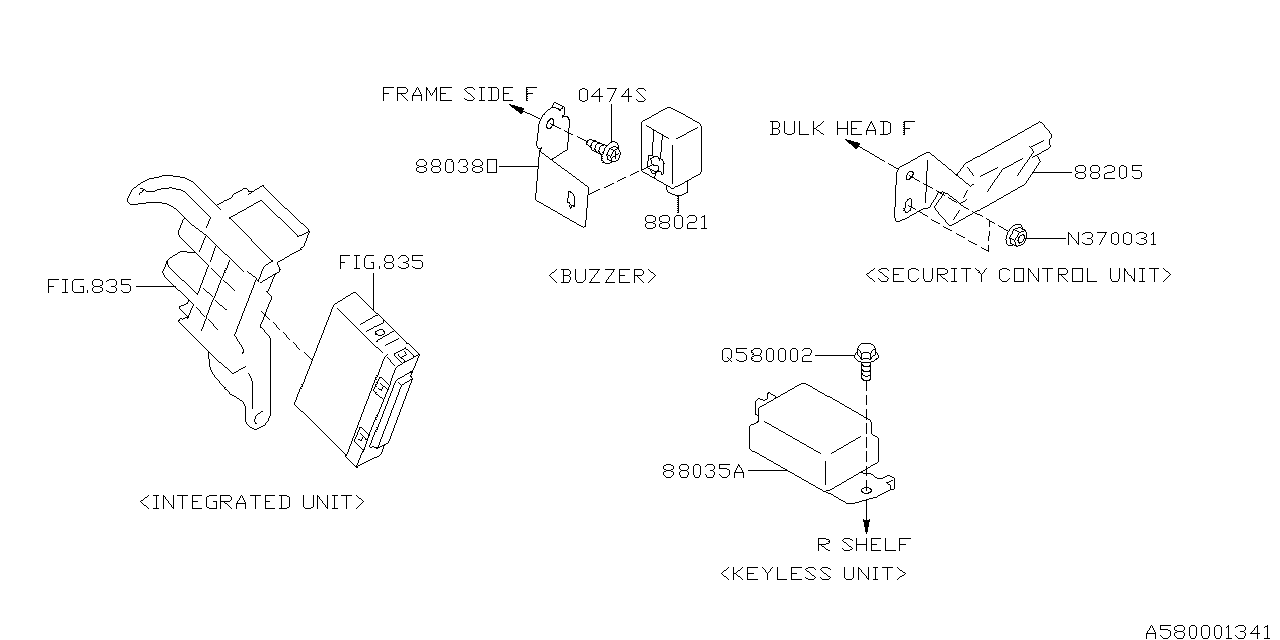 Diagram KEY KIT & KEY LOCK for your Subaru Legacy  