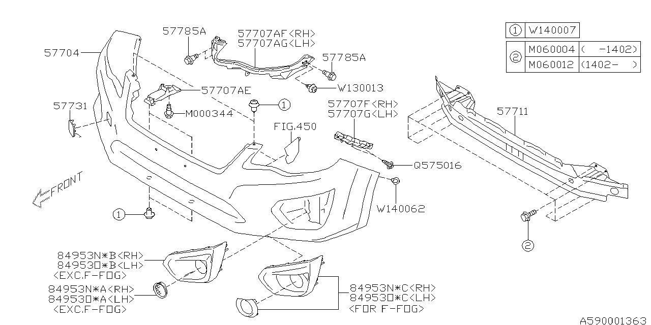 Diagram FRONT BUMPER for your 2012 Subaru Impreza   