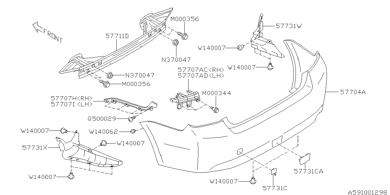 Diagram REAR BUMPER for your 2014 Subaru Impreza  Premium Wagon 