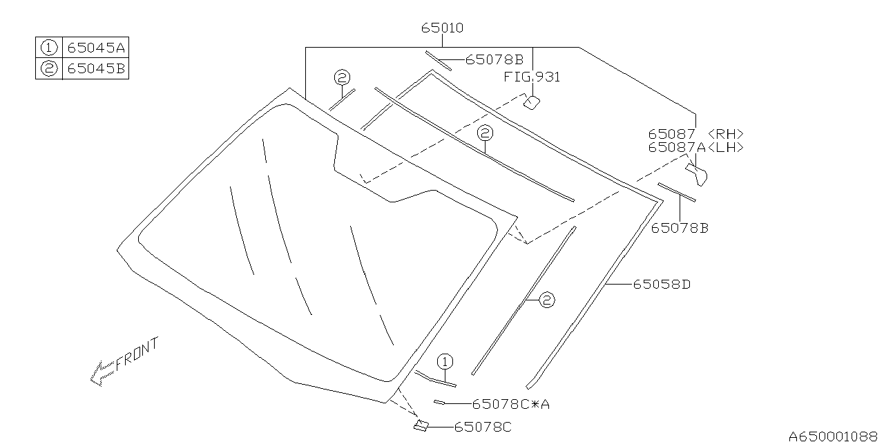 Diagram WINDSHIELD GLASS for your Subaru Forester  XS