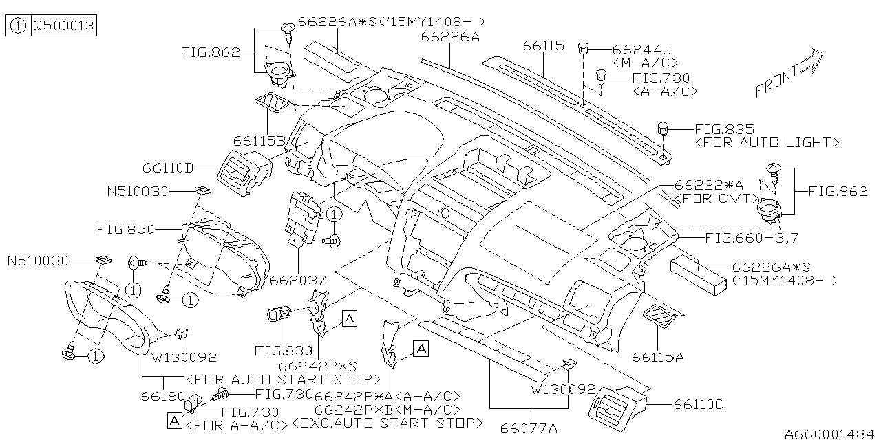 Diagram INSTRUMENT PANEL for your 2016 Subaru Impreza  Sedan 