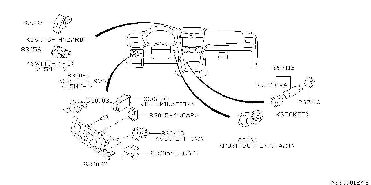 Diagram SWITCH (INSTRUMENTPANEL) for your 2009 Subaru Impreza  GT Wagon 