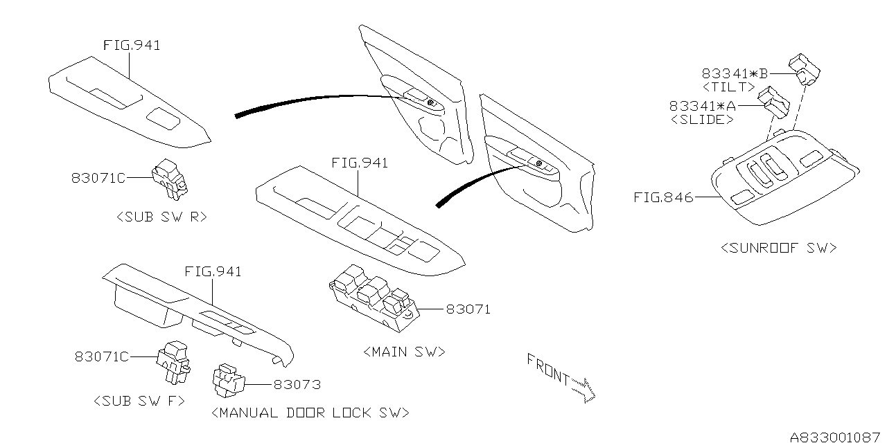 Diagram SWITCH (POWER WINDOW) for your 2019 Subaru WRX Limited  