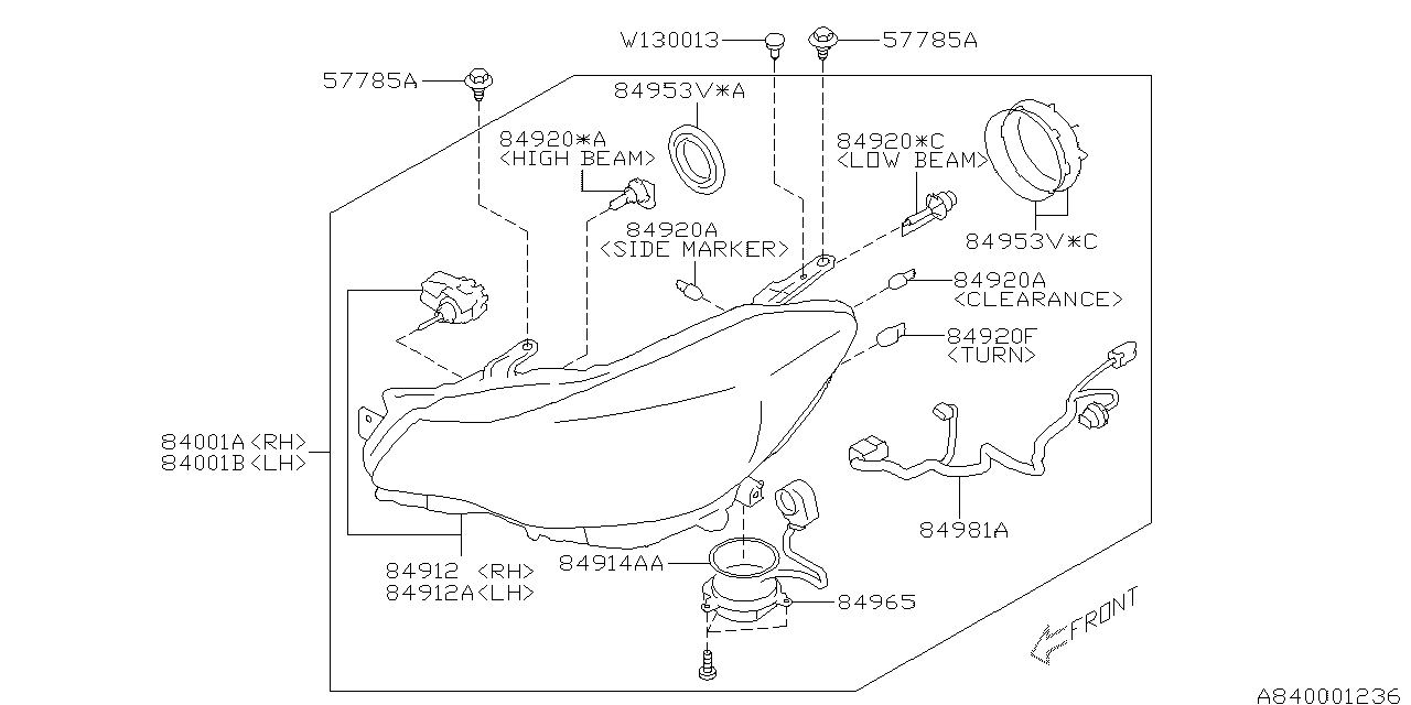 Diagram HEAD LAMP for your 2010 Subaru Tribeca   