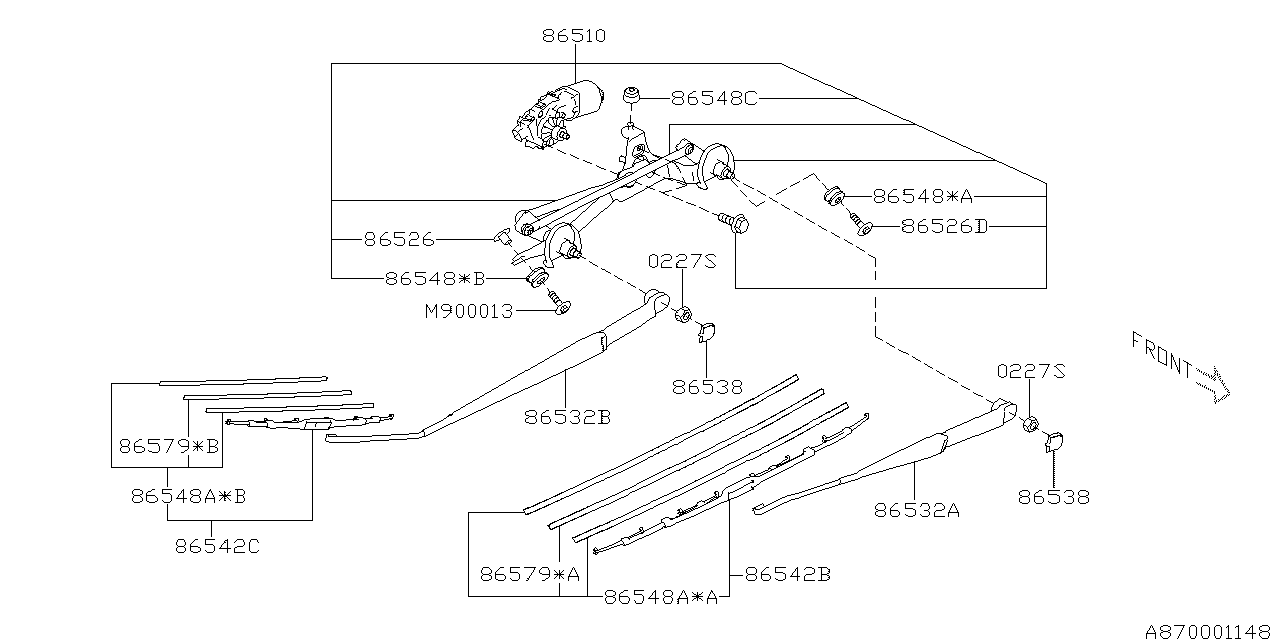 Diagram WIPER (WINDSHILDE) for your Subaru Legacy 2.5L TURBO 5AT GT LIMITED-I(OBK:XT) WAGON