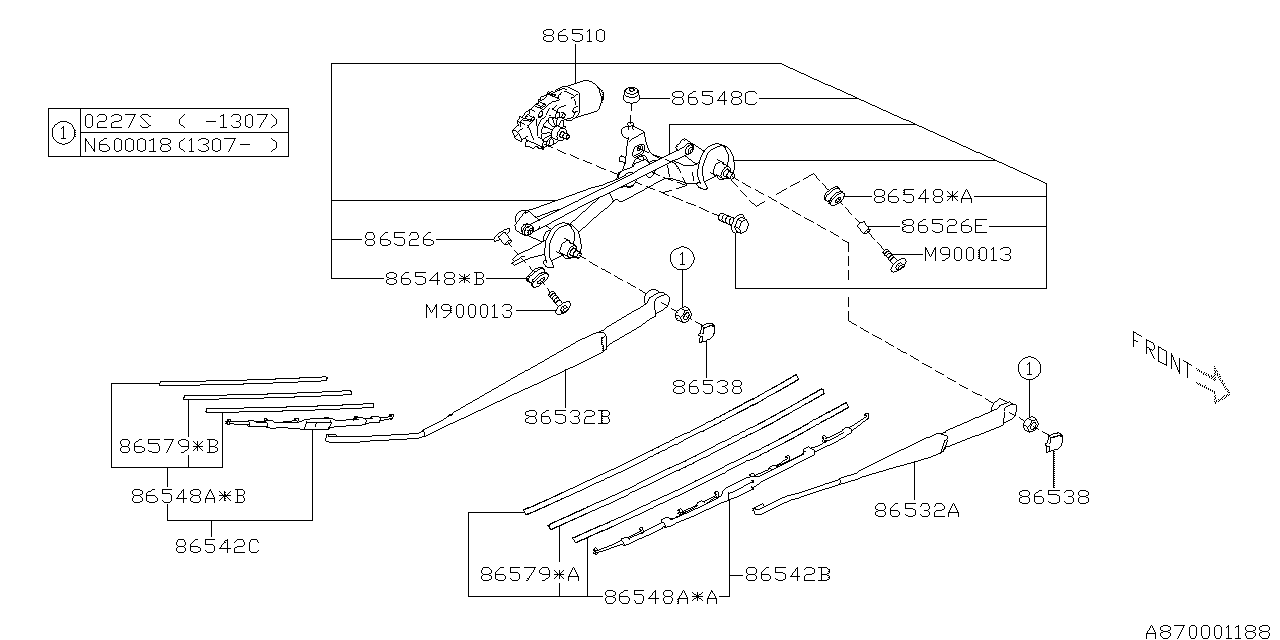 Diagram WIPER (WINDSHILDE) for your Subaru Impreza  Sedan