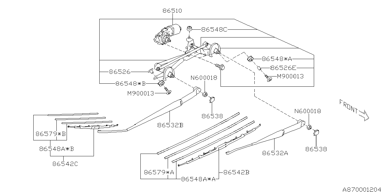 Diagram WIPER (WINDSHILDE) for your Subaru Impreza  Sedan