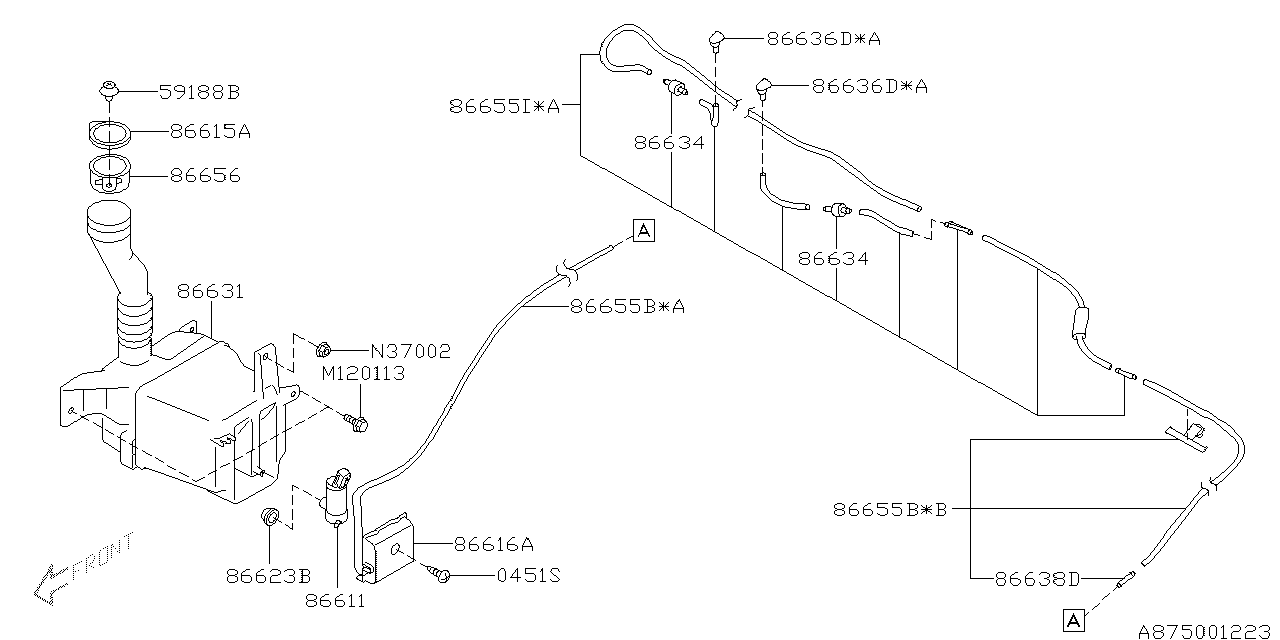 Diagram WINDSHIELD WASHER for your 2012 Subaru Impreza  Sport Wagon 