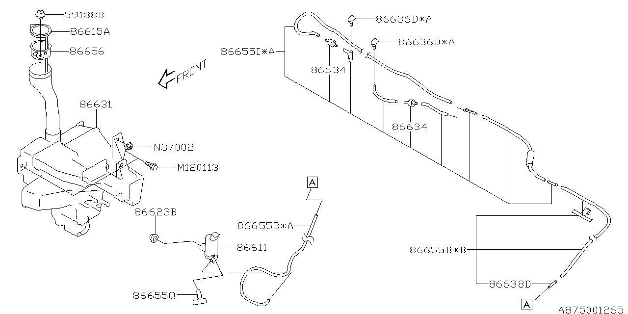 Diagram WINDSHIELD WASHER for your 2014 Subaru Crosstrek 2.0L CVT Base 