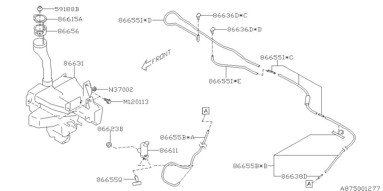 Diagram WINDSHIELD WASHER for your 2012 Subaru Impreza 2.0L 5MT 4WD Sport Wagon 