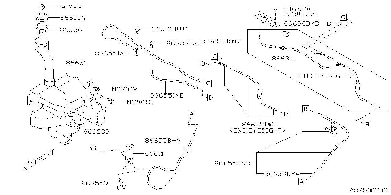 Diagram WINDSHIELD WASHER for your 2014 Subaru Impreza 2.0L 5MT 4WD Premium Plus Sedan 