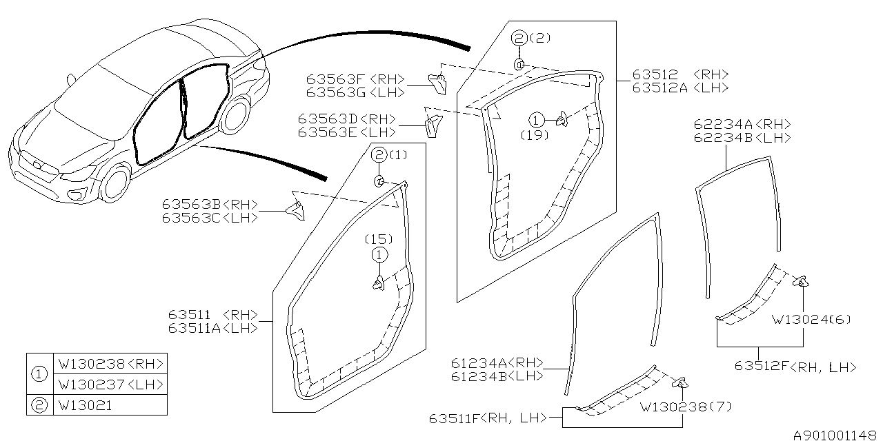 Diagram WEATHER STRIP for your 2015 Subaru Impreza   