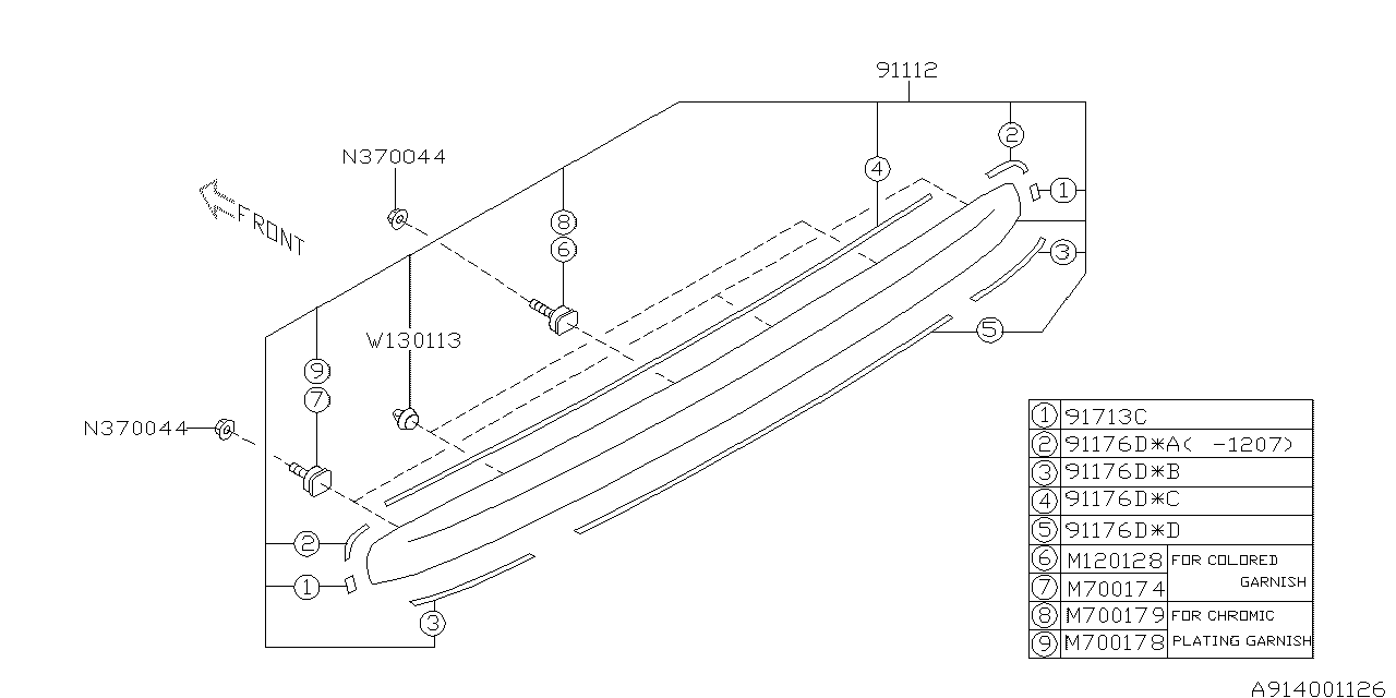 Diagram OUTER GARNISH for your Subaru Impreza 1.8L MT 2WD Base Sedan