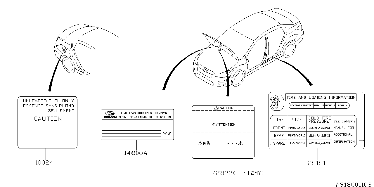 Diagram LABEL (CAUTION) for your 2012 Subaru Impreza   