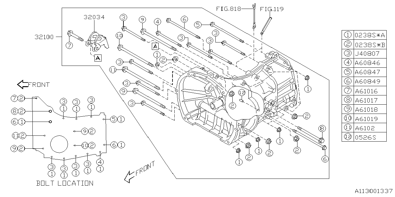 Diagram MT, TRANSMISSION CASE for your Subaru