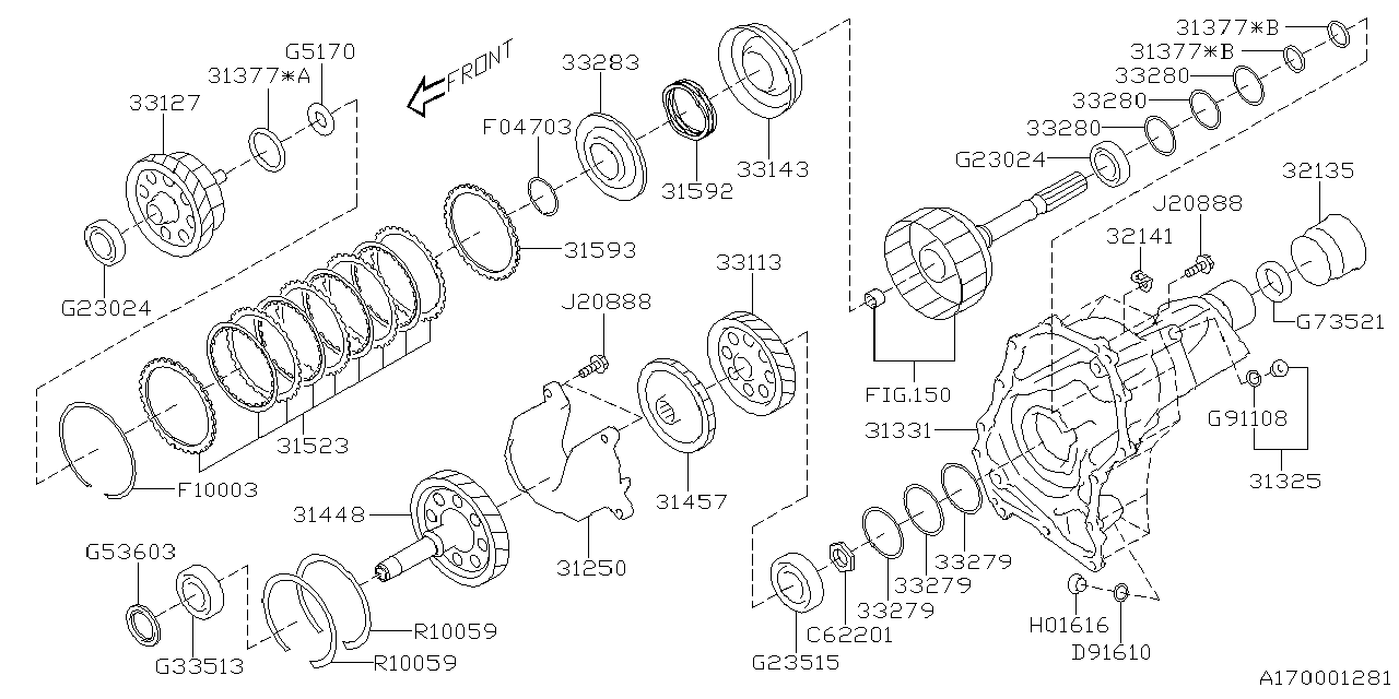 Diagram AT, TRANSFER & EXTENSION for your 2021 Subaru Legacy   