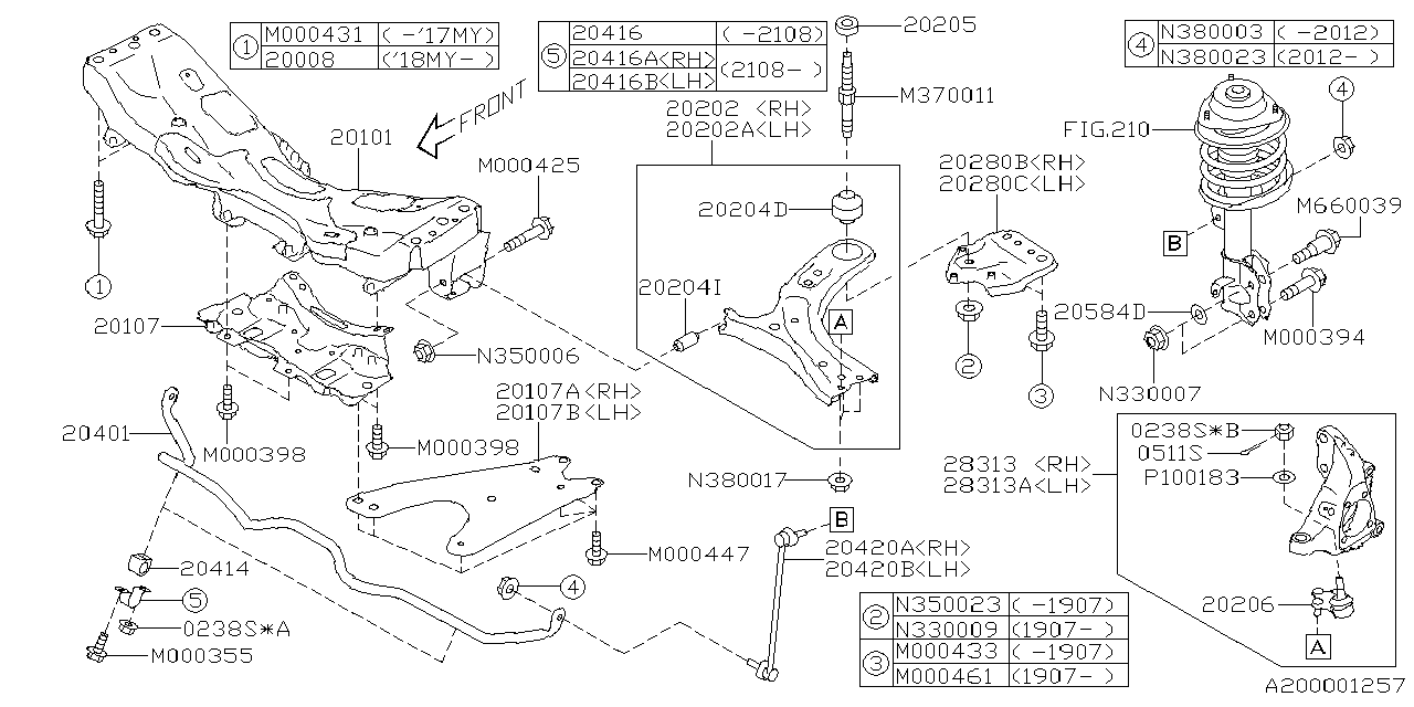 Diagram FRONT SUSPENSION for your 2022 Subaru Impreza   