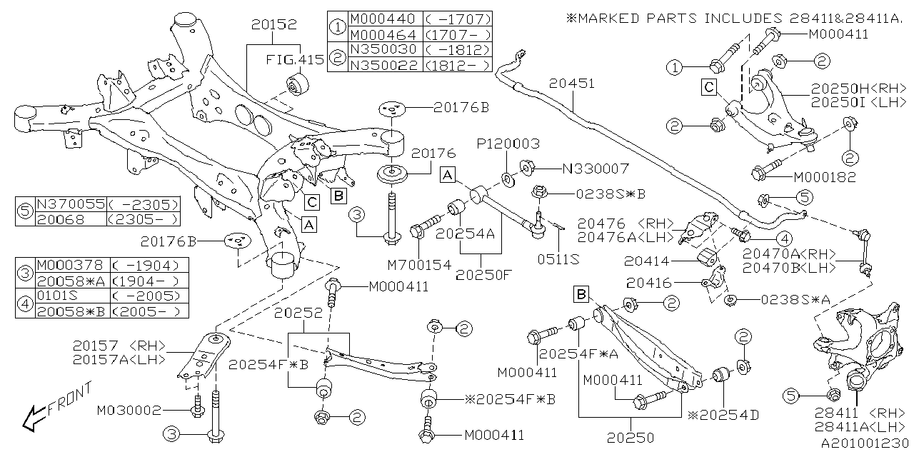 Diagram REAR SUSPENSION for your 2021 Subaru Impreza  Sport Wagon 