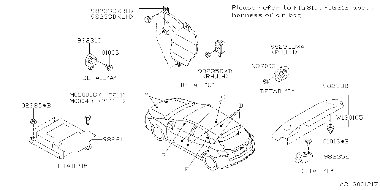 Diagram AIR BAG for your 2022 Subaru Outback   