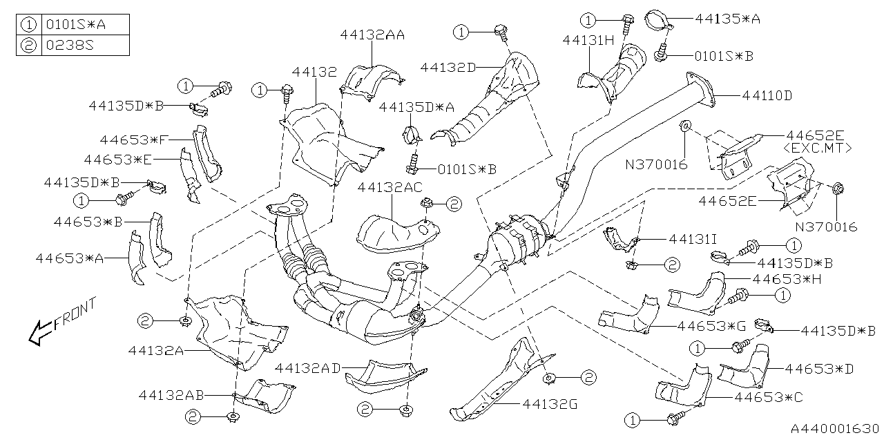 Diagram EXHAUST for your Subaru Impreza  