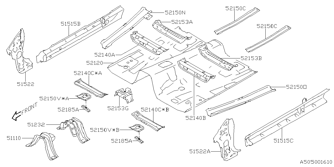 Diagram BODY PANEL for your 2023 Subaru Outback 2.4L  