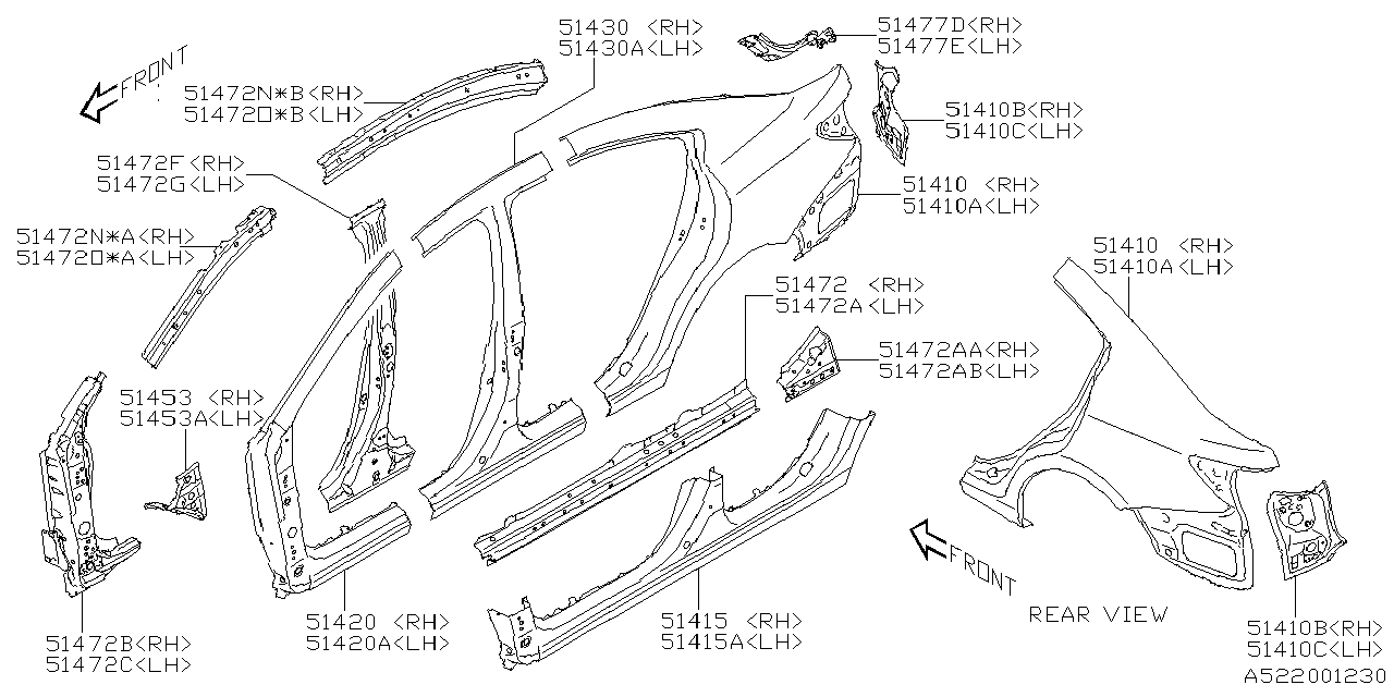 Diagram SIDE PANEL for your 2014 Subaru Outback  R Limited w/EyeSight 