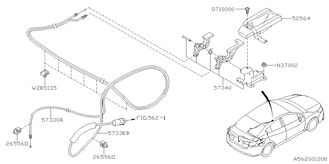 Diagram TRUNK & FUEL PARTS for your 2009 Subaru Impreza  GT Sedan 