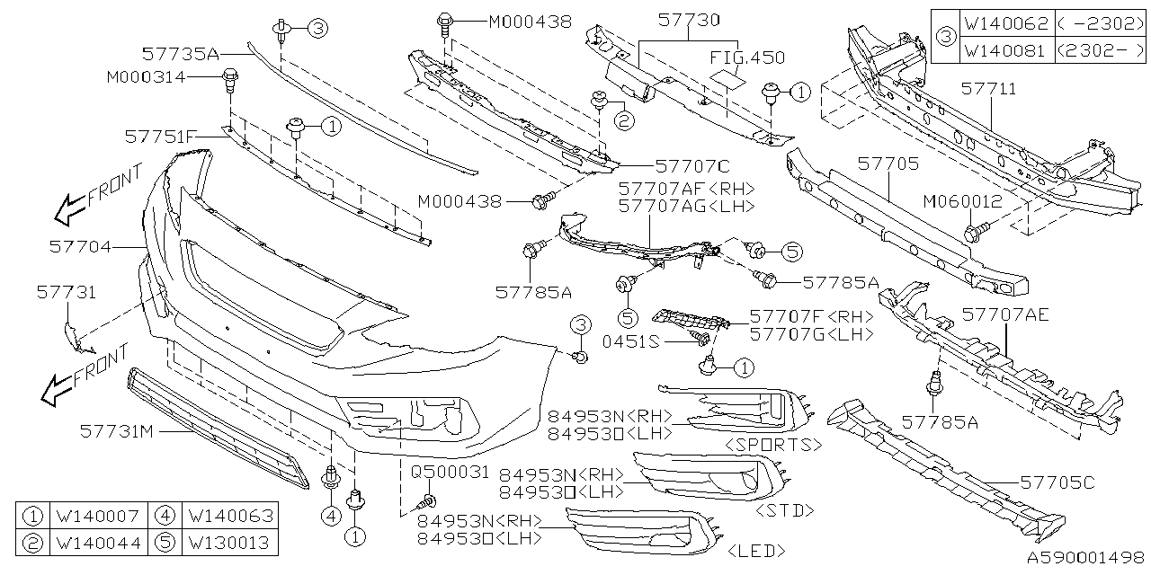Diagram FRONT BUMPER for your 2013 Subaru