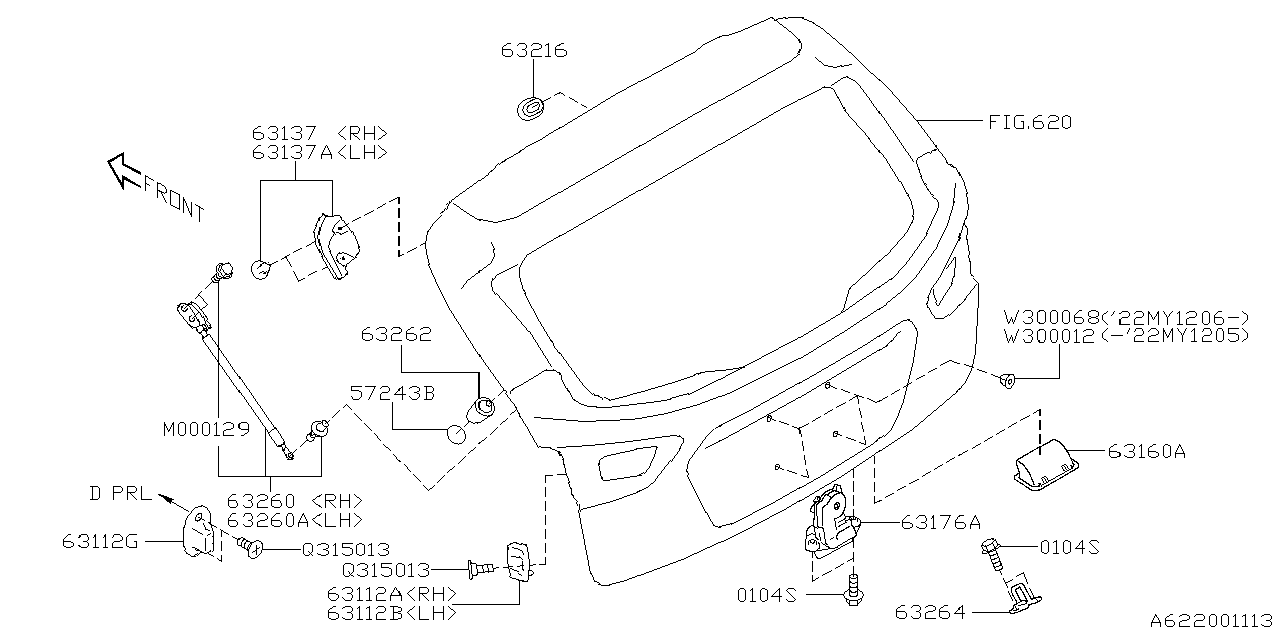 Diagram BACK DOOR PARTS for your 2022 Subaru Impreza   