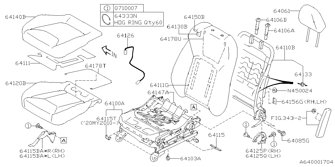 Diagram FRONT SEAT for your 2019 Subaru Ascent   