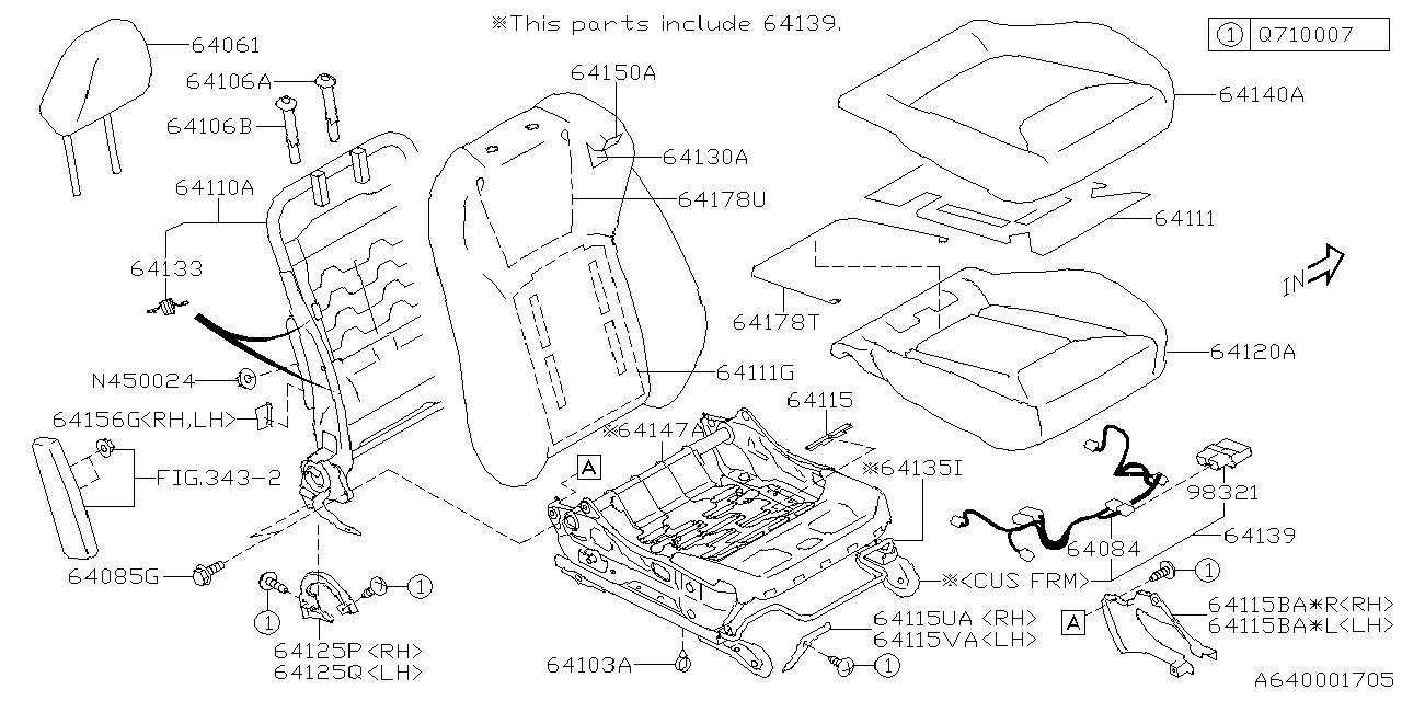 Diagram FRONT SEAT for your 2022 Subaru Outback   