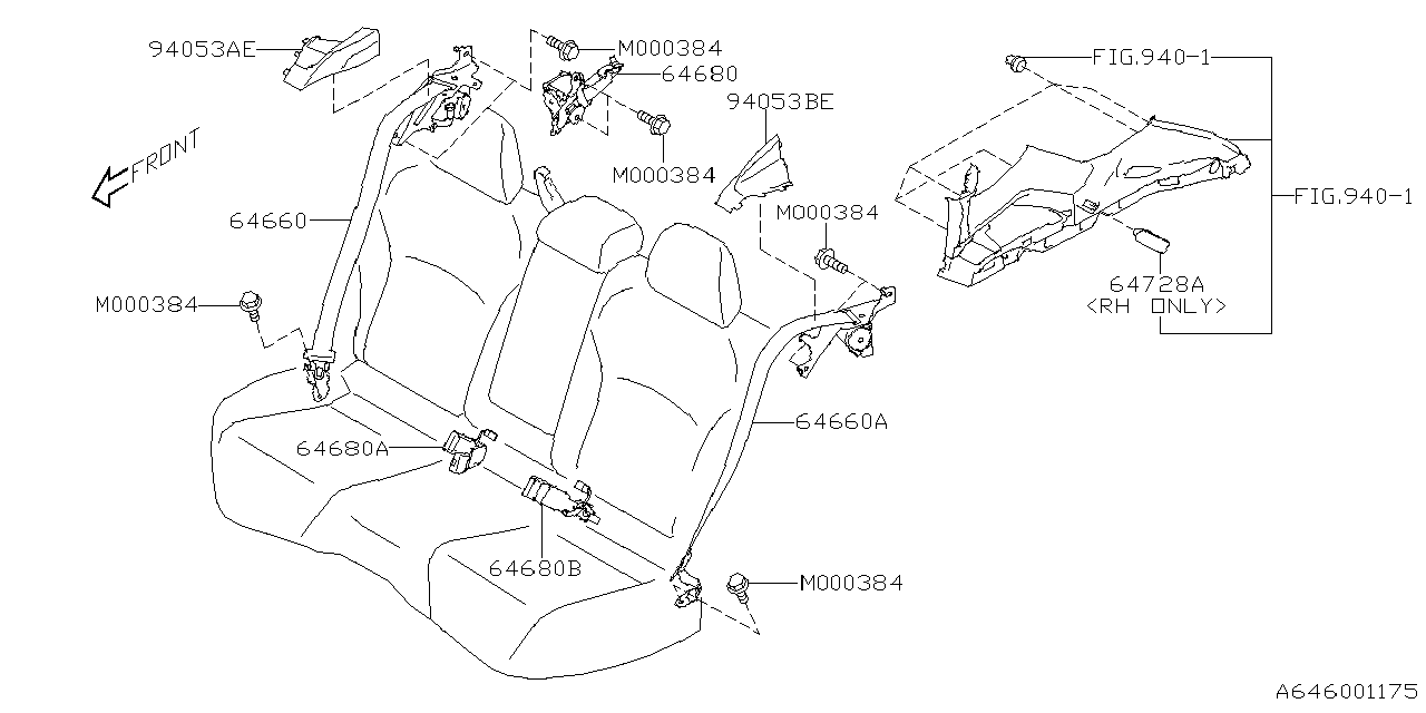 Diagram REAR SEAT BELT for your Subaru Impreza  