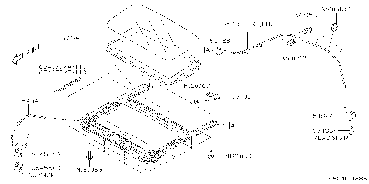 Diagram SUN ROOF for your Subaru Impreza  