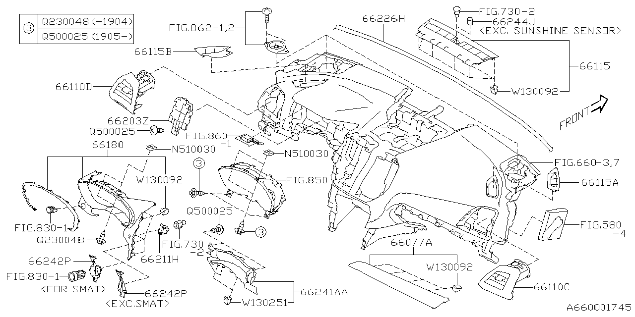 Diagram INSTRUMENT PANEL for your 2021 Subaru Impreza  SPORT w/EyeSight WAGON 