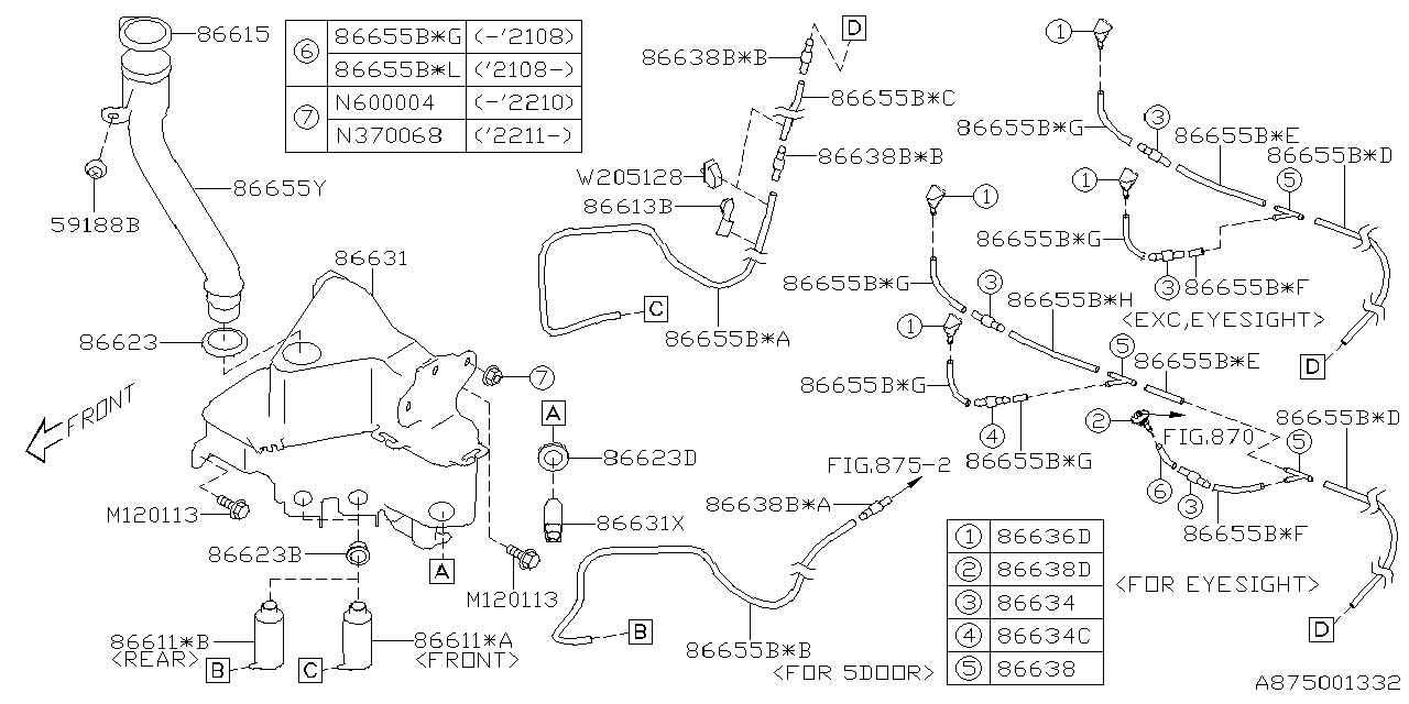 Diagram WINDSHIELD WASHER for your 2023 Subaru WRX PREMIUM w/EyeSight  