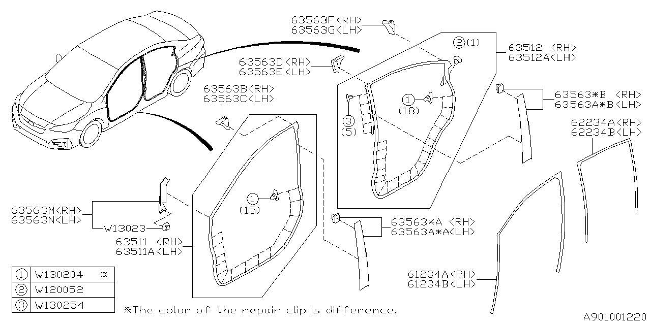 Diagram WEATHER STRIP for your 2002 Subaru Legacy  GT Limited Sedan 