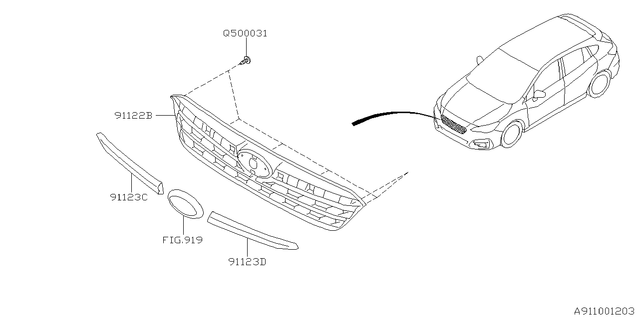 Diagram FRONT GRILLE for your Subaru