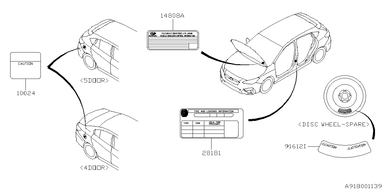 Diagram LABEL (CAUTION) for your 2008 Subaru Impreza   