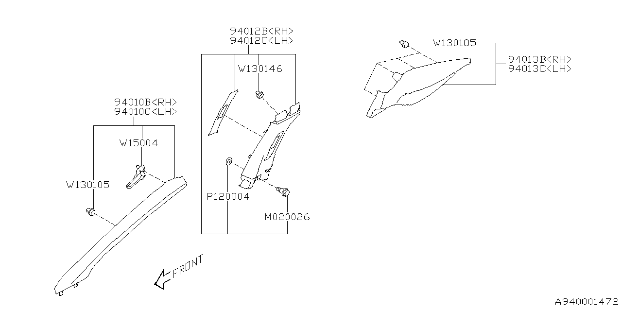 Diagram INNER TRIM for your Subaru Outback 2.5L 4AT 