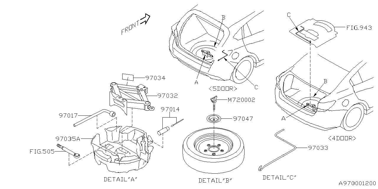 Diagram TOOL KIT & JACK for your Subaru Impreza  Sport Sedan