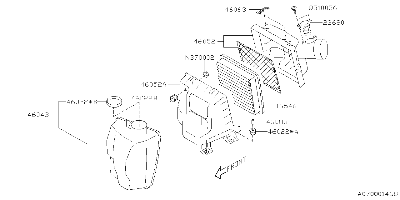 Diagram AIR CLEANER & ELEMENT for your 2019 Subaru Outback  Touring w/EyeSight 