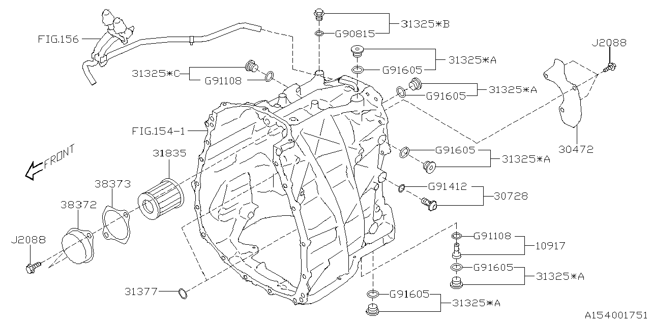 Diagram AT, TRANSMISSION CASE for your 2013 Subaru Forester   