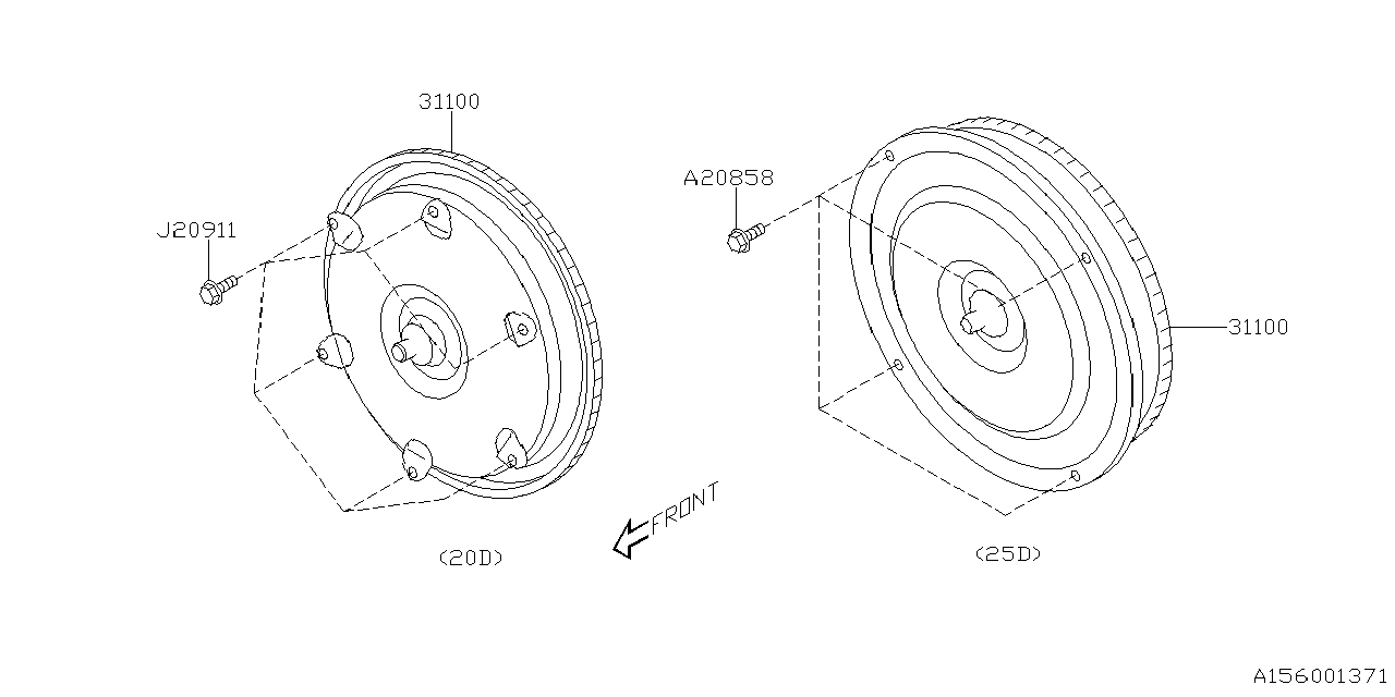 Diagram AT, TORQUE CONVERTER & CONVERTER CASE for your Subaru Impreza  