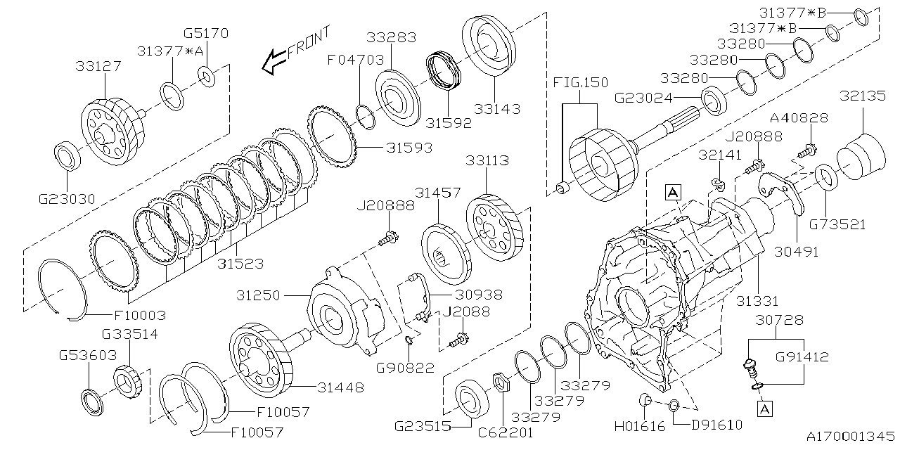 Diagram AT, TRANSFER & EXTENSION for your 2000 Subaru STI   