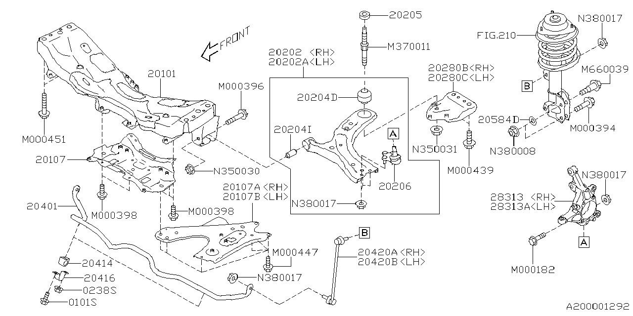 Diagram FRONT SUSPENSION for your 2011 Subaru Forester   