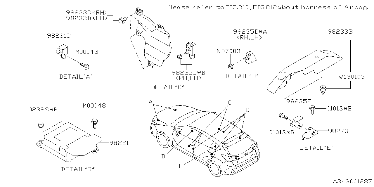 1996 Subaru Air Bag Impact Sensor. Air B SATL Sensor - 98237FN060 ...