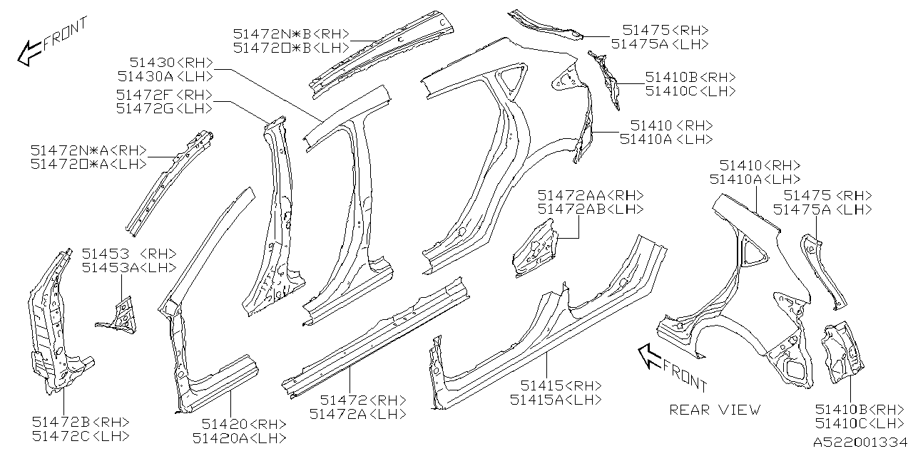 Diagram SIDE PANEL for your 2014 Subaru Impreza   