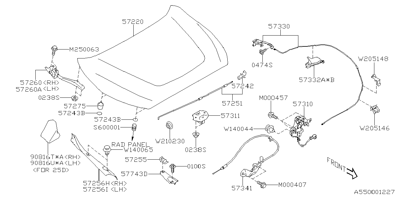 Diagram FRONT HOOD & FRONT HOOD LOCK for your 2022 Subaru Impreza  Sport Wagon 