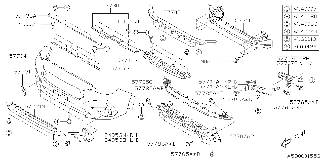 Subaru Impreza Bumper Cover Insulator. Bumper Cover Support Rail ...